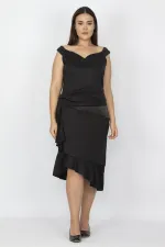 WOMEN'S BLACK WAIST AND SKIRT DETAILED DRESS