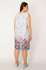 Kadın Mavi Büyük Beden Cepli Tunik Elbise 65N35598