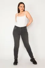 KADIN ANTRASİT 5 CEP LİKRALI JEAN PANTOLON