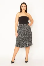 Kadın Siyah Anvelop Görünümlü Beli Lastik Ve Tokadan Bağcık Detaylı Etek 65N34501