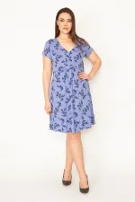 ROBE LILA À COUTURE CINTRÉE, COL EN V ET MANCHES COURTES POUR FEMME