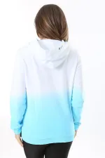 Kadın Büyük Beden Renkli İki İplik Sim Ve Ön Baskı Detaylı Kapşonlu Sweatshirt 65N37162