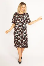 Kadın Renkli Volan Kollu Etek Ucu Katlı Elbise 65N34446