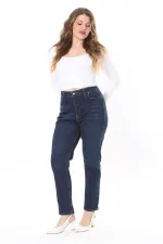 Kadın Büyük Beden Yüksek Bel Dar Paçalı Likralı Kot Pantolon 65N38091