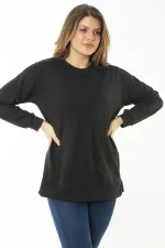 Kadın Büyük Beden Hardal Dueble Face Kumaş Renk Kombinli Sweatshirt 65N37124