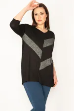 KADIN SİYAH SİM DETAYLI BLUZ