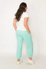 Kadın Gri Pamuklu Kumaş İçi Şardon Paça Ve Bel Lastikli Cep Detaylı Eşofman Alt  65N30436