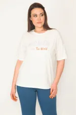 KADIN KEMİK BİSİKLET YAKA ÖN BASKILI BLUZ