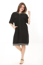 Kadın Büyük Beden Nar Ön Fermuarlı Ribana Detaylı Aerobin Kumaş Elbise 65N37880