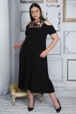 Kadın Gri Omuz Dekolteli Roba Garnili Elbise 65N25800