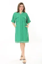 Kadın Büyük Beden Nar Ön Fermuarlı Ribana Detaylı Aerobin Kumaş Elbise 65N37880