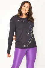 Kadın Lacivert Baskı Detaylı Viskon Bluz 65N30457