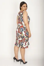 Kadın Renkli Anvelop Yakalı Bel Detaylı Volanlı Elbise 26A26566