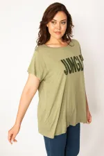 Kadın Haki Önü Pul Payet Detaylı Bluz 65N33918