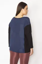 Kadın Saks Baskı Detaylı İki Renkli Tunik 65N29345