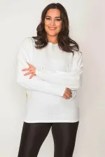 Kadın Kemik Pamuklu Kumaş Bisiklet Yakalı Sırt Baskı Detaylı Sweatshirt 65N31024