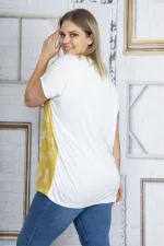 Kadın Sarı Düşük Kol Ön Desenli Bluz 65N22838