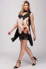 Kadın Siyah Arkası Anvelop Saten Tunik 65N32809