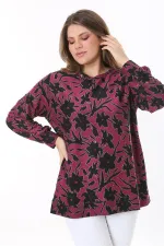 Kadın Büyük Beden Renkli Desenli Sweatshirt 65N37809