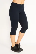 Kadın Lacivert Ön Süs Ve Arka Cepli Tayt  65N34639