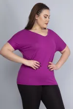 Kadın Fuşya Sırt Dekolteli Viskon Tunik 65N15439