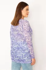 Kadın Lila Likralı Tül Bluz 65N33269