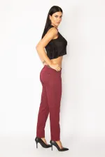 KADIN BORDO GABARDİN 5 CEP PANTOLON