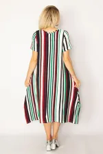 Kadın Renkli Yan Yırtmaçlı Renkli Uzun Elbise 65N34267