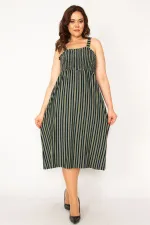 Kadın Haki  Göğüs Kısmı Gipe Lastikli Askılı Elbise 65N33481