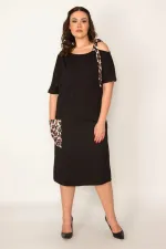 KADIN SİYAH ASKI VE CEP DETAYLI ELBİSE