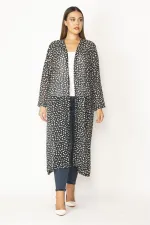 Kadın Kırmızı Şifon Kumaş Desenli Uzun Hırka 65N28497