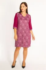 Kadın Mürdüm Sim Detaylı Kolları Şifon Elbise 65N34610