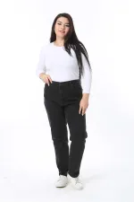 Kadın Büyük Beden Siyah Yüksek Bel 5 Cepli Likralı Kot Pantolon 65N38446