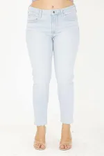 Kadın Büyük Beden Mavi 5 Cepli Kot Pantolon 65N36977