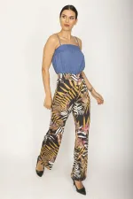 KADIN RENKLİ İP ASKILI GİPE LASTİK DETAYLI ÇİÇEK DESENLİ TULUM