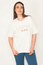 KADIN KEMİK BİSİKLET YAKA ÖN BASKILI BLUZ