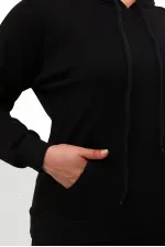 SURVÊTEMENT NOIR À CAPUCHE ET POCHES POUR FEMME