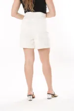 Kadın Büyük Beden Kemik Gabardin Kumaş 5 Cepli Şort 65N37444