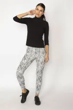 LEGGINGS FEMME À MOTIF ZÉBRÉ NOIR