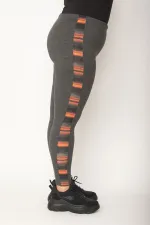 Kadın Gri Yan Detaylı Spor Tayt  65N26996