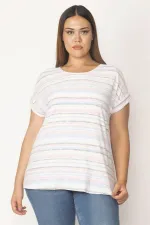 Kadın Renkli Ters Baskı Pamuklu Kumaş Bluz 65N28610