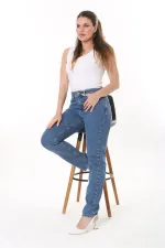 Kadın Büyük Beden Mavi 5 Cepli Kot Pantolon 65N37727