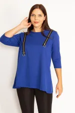 Women's Burgundy Ornamental Zippered Sweatshirt 65N34599