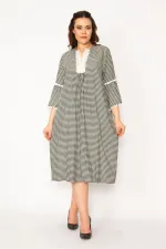 Kadın Kırmızı Dantel Detaylı Dokuma Viskon Kumaş Elbise 65N33209