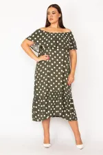 Kadın Haki Yakası Lastik Ve Volan Detaylı Dokuma Viskon Kumaş Elbise 65N28954