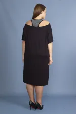 Kadın Haki Sim Detaylı Ön Baskılı Viskon Elbise 65N27473