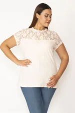 Kadın Pembe Roba Ve Kolları Dantel Detaylı Bluz 65N27774