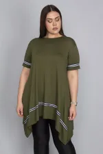 Kadın Haki Şerit Detaylı Asimertik Tunik 65N23133