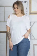 Women's Bone Thin Viscose Fabric Shoulder-Low-Cut Blouse 65N22864