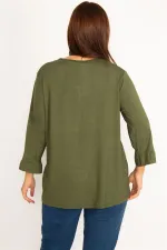 Kadın Bordo Yakası Kuşgözü Bağcık Detaylı Kol Ağzı Fırfır Büzgülü Bluz 65N34648